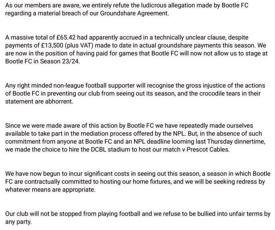 City of Liverpool statement