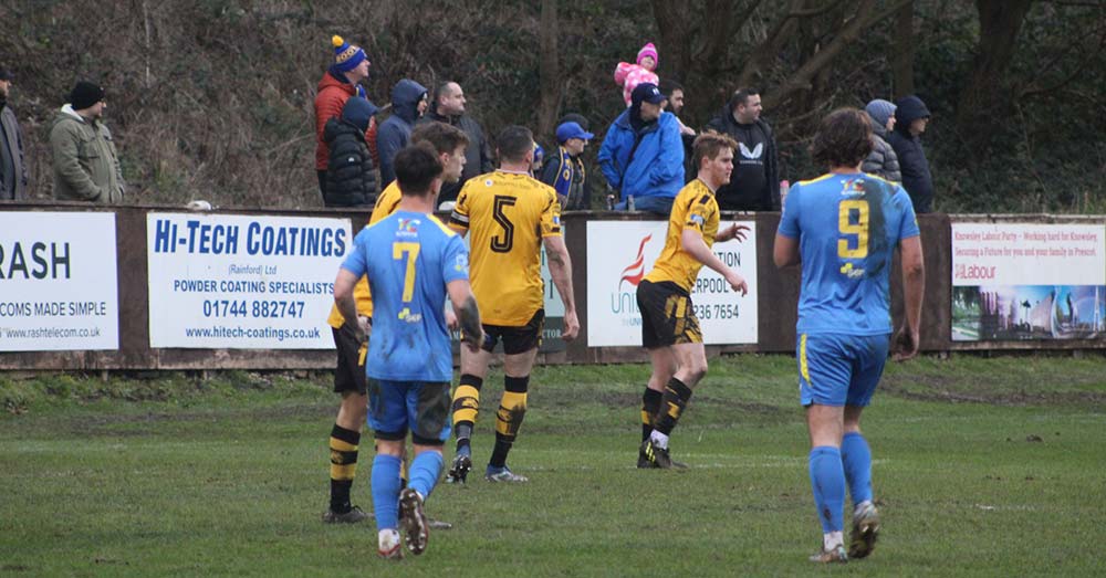 Action from Prescot Cables 2-0 Bootle, 01/01/24. Photo by Lilly Coates