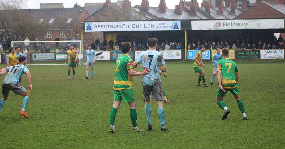Prescot Cables vs Runcorn Linnets on 1st April 2024 attracted 1200 fans, but other clubs aren't so lucky. Photo by Lilly Coates