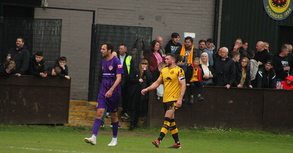 Action from Prescot Cables 2-0 City of Liverpool, 04/05/24. Photo by Lilly Coates